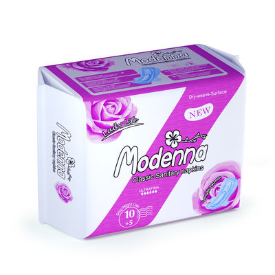 Overnight Sanitary Towel Pads Permukaan Kapas Wanita Sekali Pakai Dengan Sayap