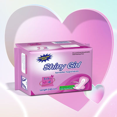 Harga yang bagus ISO9001 Soft Cotton Disposable Sanitary Napkin Pads 240mm Untuk Penggunaan Malam Hari on line