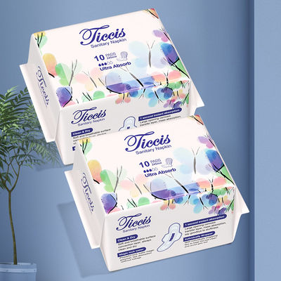 Harga yang bagus Grosir Label Pribadi permukaan kapas Custom Night Use Blue Printing Wanita Feminine Pad Saniter Nyaman on line