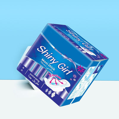 Harga yang bagus Serbet sanitary sekali pakai putih dengan chip biru tidak ditenun untuk penggunaan menstruasi on line