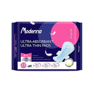 Harga yang bagus Wanita Anion Chip Sanitary Pads Blue Printing Strip Cotton Organic Ultra Thin Pads on line