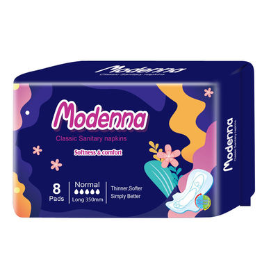 Harga yang bagus 350mm Overlong Disposable Sanitary Napkin Permukaan Kapas Organik Bernapas on line