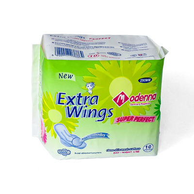 Harga yang bagus Produksi di pabrik Super tipis sekali pakai non woven sanitary napkins pad dengan cetakan biru untuk penggunaan siang dan malam on line