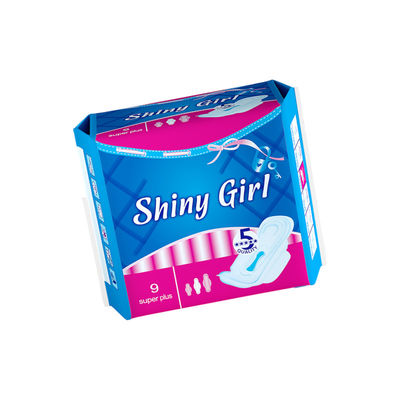 Harga yang bagus Produk Kebersihan Wanita Katun Reguler Winged Saniter Pad Blue Printing Strip Murah Saniter Napkin Handuk untuk Wanita on line