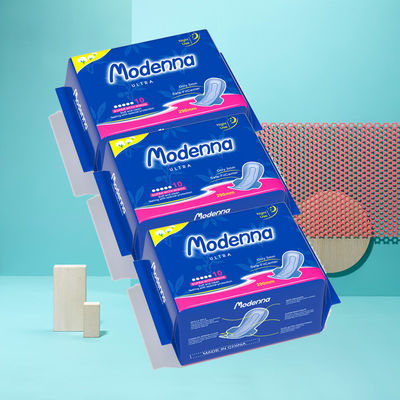 OEM Merek Modenna Ukuran Wanita Katun Menstruasi Pad Serbet Saniter